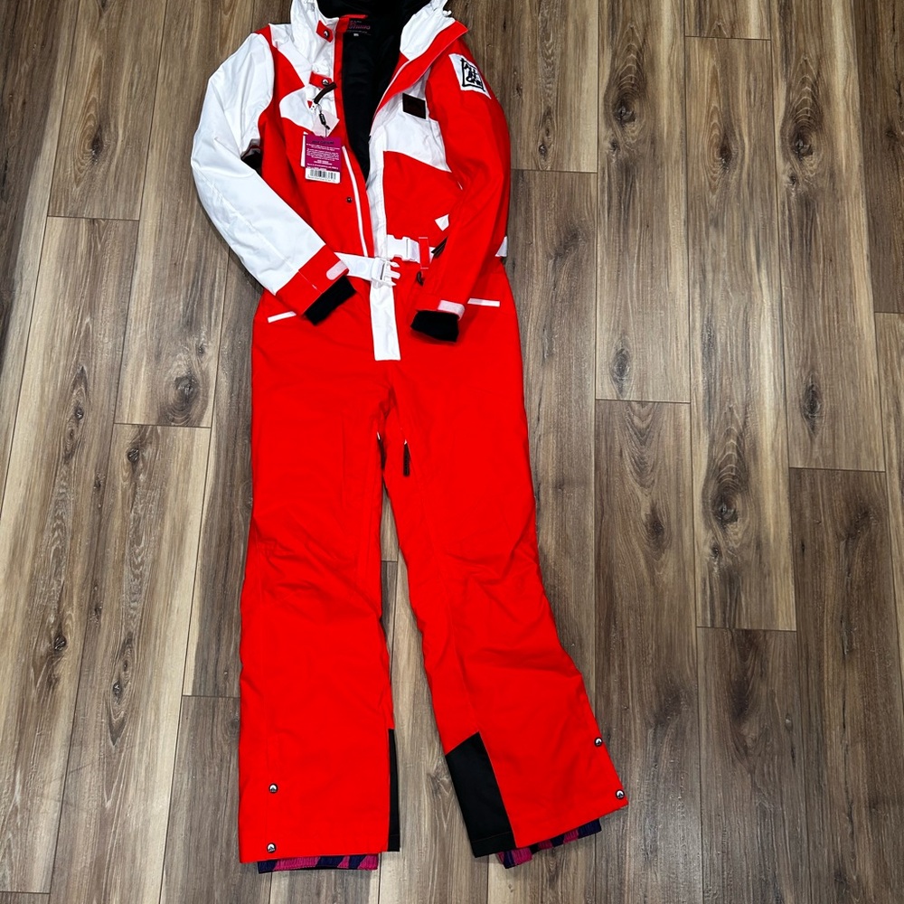 Red and White Ski Suit